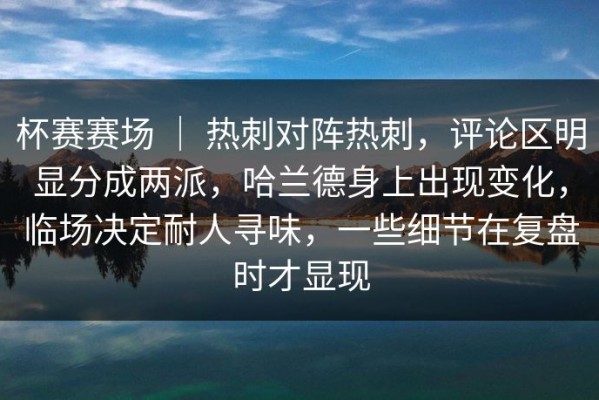 杯赛赛场 ｜ 热刺对阵热刺，评论区明显分成两派，哈兰德身上出现变化，临场决定耐人寻味，一些细节在复盘时才显现