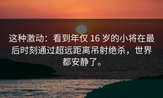 这种激动：看到年仅 16 岁的小将在最后时刻通过超远距离吊射绝杀，世界都安静了。