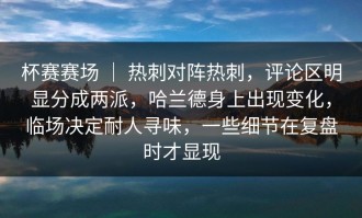 杯赛赛场 ｜ 热刺对阵热刺，评论区明显分成两派，哈兰德身上出现变化，临场决定耐人寻味，一些细节在复盘时才显现